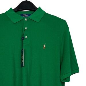 NEW Polo Ralph Lauren Cotton Mens M Classic Fit Polo‎ Shirt Green Flesh Pony